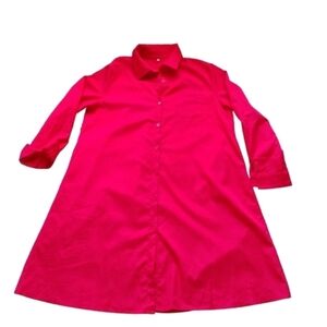 NEW Red A-Line Button-Down Shirt Dress XXL Casual Chic Style